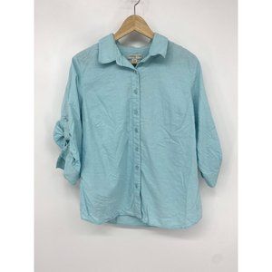 Coldwater Creek linen button up 3/4 sleeve top